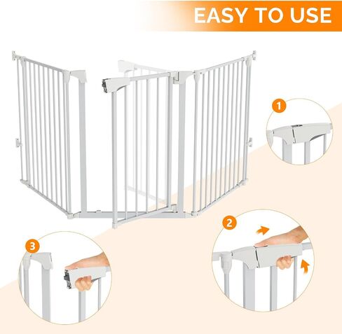 Bonnlo 120 Inches Wide Configurable Baby Gate, Fireplace Safety Fence/Guard, Adjustable 5-Panel Metal Play Yard for Toddler/Pet/Dog, Christmas Tree Fence, Includes 4 Pack of Wall Mounts, Black in Saudi Arabia