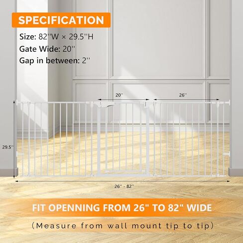 Bonnlo 120 Inches Wide Configurable Baby Gate, Fireplace Safety Fence/Guard, Adjustable 5-Panel Metal Play Yard for Toddler/Pet/Dog, Christmas Tree Fence, Includes 4 Pack of Wall Mounts, Black in Saudi Arabia