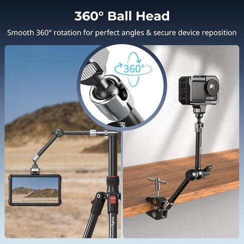 SMALLRIG 7 Inch Magic Arm with Crab-Shaped Clamp, Arm with 1/4"-20 Screw and Retractable Pins, for Action Cameras, Monitors, Video Lights, and Microphones - 5310 in Saudi Arabia