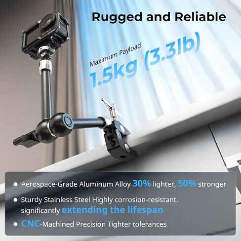 SMALLRIG 7 Inch Magic Arm with Crab-Shaped Clamp, Arm with 1/4"-20 Screw and Retractable Pins, for Action Cameras, Monitors, Video Lights, and Microphones - 5310 in Saudi Arabia