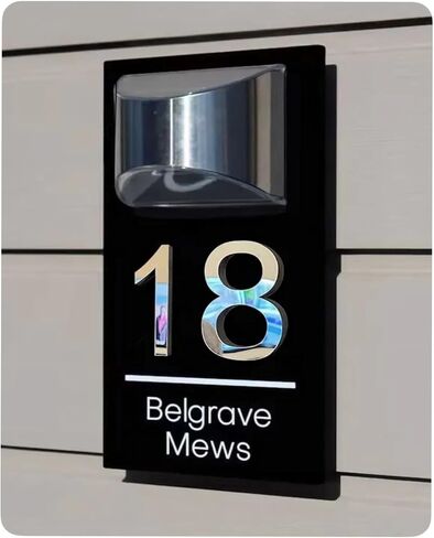 لويحات رقم منزل شمسي مخصصة مع علامات عنوان الباب الأمامي الخفيف المخصص للمنزل متين ومقاوم للطقس (7.1 * 12.6 (حجم مثالي)) in Kuwait