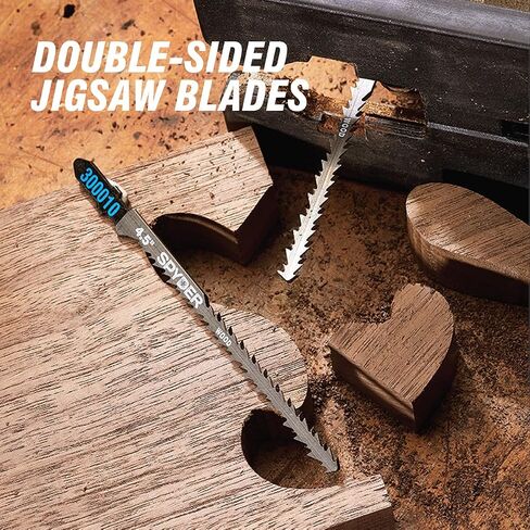 Spyder 8-Piece Jig Saw Blade Set for Wood, Skeleton, Single, and Double-Sided Blades, CRV/HSS Bi-Metal Steel, T-Shank Compatible with All Major Brands (300097) in Saudi Arabia