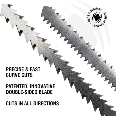 Spyder 8-Piece Jig Saw Blade Set for Wood, Skeleton, Single, and Double-Sided Blades, CRV/HSS Bi-Metal Steel, T-Shank Compatible with All Major Brands (300097) in Saudi Arabia