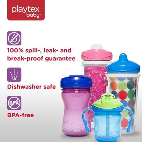 Playtex Baby Sipsters Stage 3 Glitter Paw Patrol Sippy Cups ، للأعمار من 1+ ، وردي ، 9 أوقية ، وعد 2-مقاومة للتسرب ، مقاومة للتسرب ، مقاومة للكسر ، معزولة in Kuwait