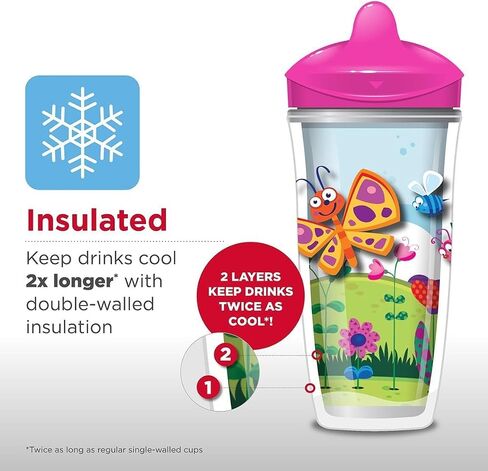 Playtex Baby Sipsters Stage 3 Glitter PAW Patrol Sippy Cups, For Ages 1+, Pink, 9 Oz, 2 Count - Spill-Proof, Leak-Proof, Break-Proof, Insulated in Saudi Arabia
