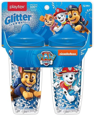 Playtex Baby Sipsters Stage 3 Glitter PAW Patrol Sippy Cups, For Ages 1+, Pink, 9 Oz, 2 Count - Spill-Proof, Leak-Proof, Break-Proof, Insulated in Saudi Arabia