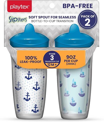 Playtex Baby Sipsters Stage 3 Glitter Paw Patrol Sippy Cups ، للأعمار من 1+ ، وردي ، 9 أوقية ، وعد 2-مقاومة للتسرب ، مقاومة للتسرب ، مقاومة للكسر ، معزولة in Kuwait