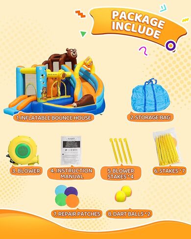 منزل بوند بونس بونس مع شريحة وحفرة الكرة - قلعة نطاطات داخلية/خارجية ، شملتها المنفاخ ، إطلاق النار على الكرة والملاكمة in Kuwait