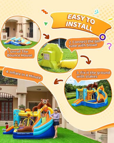 منزل بوند بونس بونس مع شريحة وحفرة الكرة - قلعة نطاطات داخلية/خارجية ، شملتها المنفاخ ، إطلاق النار على الكرة والملاكمة in Kuwait