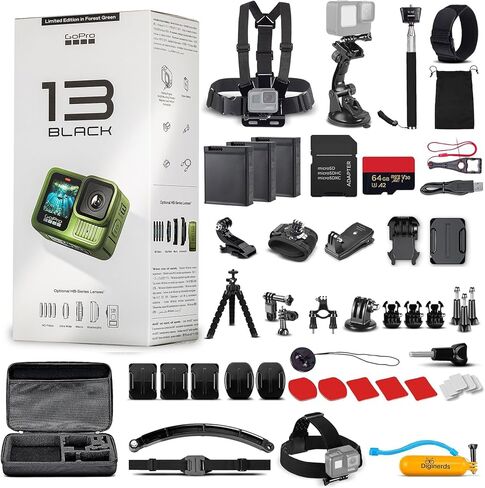 GoPro HERO13 (Hero 13) in Polar White - with 50 Piece Accessory Kit and 2 Extra Batteries + 64GB Card - Waterproof Action Camera - 5.3K HDR, 27MP Photos, 1/1.9" Sensor, Live Streaming, Webcam in Saudi Arabia