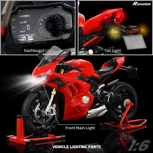 Risopen 1: 6 نموذج دراجة نارية لـ Kawasaki Ninja H2R Metal Die-Cast Motorycle Model مع Moto Moto Classic Collection Collection Collection للبالغين (أسود) in Kuwait