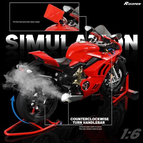 Risopen 1: 6 نموذج دراجة نارية لـ Kawasaki Ninja H2R Metal Die-Cast Motorycle Model مع Moto Moto Classic Collection Collection Collection للبالغين (أسود) in Kuwait