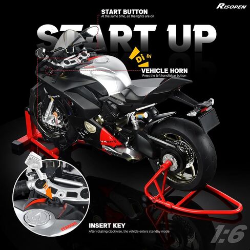 Risopen 1: 6 نموذج دراجة نارية لـ Kawasaki Ninja H2R Metal Die-Cast Motorycle Model مع Moto Moto Classic Collection Collection Collection للبالغين (أسود) in Kuwait