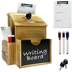 Wood Suggestion Box,Acrylic Chalkboard for Writing with Markers,Donation Box Tip Box with Locking Latch and 2 Keys Ballot Box Brown Retro Style Country Style in Kuwait