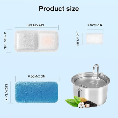 (12 Pack) Cat Water Fountain Filters Replacement Compatible With oneisall Cat Water Fountain, Cat Fountain Filters for 67oz/2L Stainless Steel Cat Fountain in Kuwait