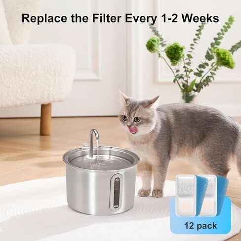 (12 Pack) Cat Water Fountain Filters Replacement Compatible With oneisall Cat Water Fountain, Cat Fountain Filters for 67oz/2L Stainless Steel Cat Fountain in Kuwait