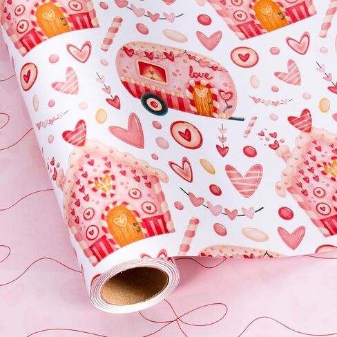 MAYPLUSS Pink Wrapping Paper Roll, Cute Bow Gift Wrap, Reversible Plaid Gift Paper for Girl Baby Shower, Birthday, Wedding 17 Inch x 33 Feet in Saudi Arabia