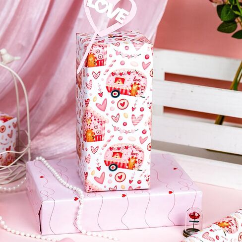 MAYPLUSS Pink Wrapping Paper Roll, Cute Bow Gift Wrap, Reversible Plaid Gift Paper for Girl Baby Shower, Birthday, Wedding 17 Inch x 33 Feet in Saudi Arabia