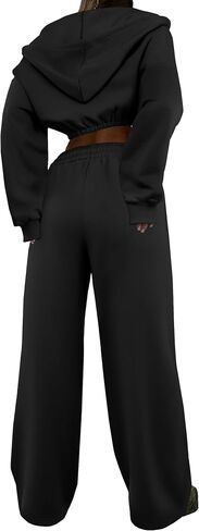 LovelyWholesale Sweatsuits Women 2 Piece Outfit Cropped Zip Up Hoodie and Sweatpants Sets in Saudi Arabia