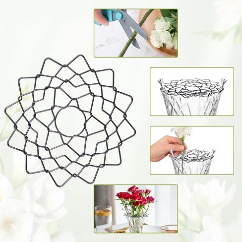 شبكة Flower Frog Grid Ikebana ترتيب باقة الجذعية ، الضفادع الأزهار القابلة لإعادة الاستخدام ، تقف لترتيبات المزهرية ، وترتيب الزهور ، غطاء كينزان مع 6 أجزاء من الأزهار للزهور النباتية in Kuwait