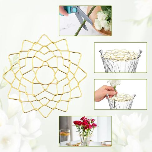 شبكة Flower Frog Grid Ikebana ترتيب باقة الجذعية ، الضفادع الأزهار القابلة لإعادة الاستخدام ، تقف لترتيبات المزهرية ، وترتيب الزهور ، غطاء كينزان مع 6 أجزاء من الأزهار للزهور النباتية in Kuwait