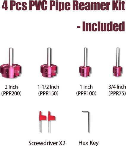 4 Pcs PVC Pipe Reamer Kit with 1 inch, 1-1/4 inch, 1-1/2 inch, 2 inch Pipe Fitting Reamer for Standard 1/2" Drills, PVC Fitting Saver for SCH40 in Saudi Arabia
