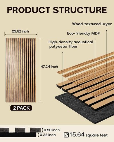 ألواح شريحة خشبية صوتية للجدار والسقف ، لوحات خشبية مقاومة للصوت 2. in Kuwait