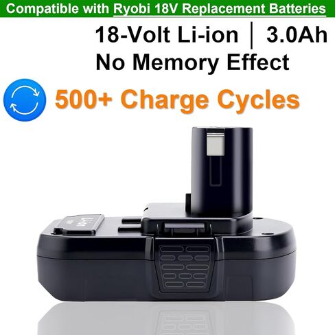 Compatible with Ryobi 18V Batteries, 2-Pack P103 3.0Ah 18V Lithium Replacement Battery Compatible with Ryobi 18 Volt ONE+ Cordless Power Tools P102 P107 P108 P189 P190 P197 P100 Edger, Drill Battery in Kuwait