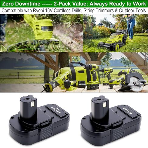 Compatible with Ryobi 18V Batteries, 2-Pack P103 3.0Ah 18V Lithium Replacement Battery Compatible with Ryobi 18 Volt ONE+ Cordless Power Tools P102 P107 P108 P189 P190 P197 P100 Edger, Drill Battery in Kuwait