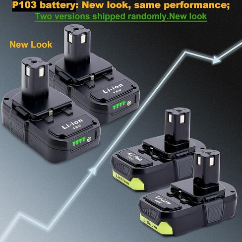 Compatible with Ryobi 18V Batteries, 2-Pack P103 3.0Ah 18V Lithium Replacement Battery Compatible with Ryobi 18 Volt ONE+ Cordless Power Tools P102 P107 P108 P189 P190 P197 P100 Edger, Drill Battery in Kuwait