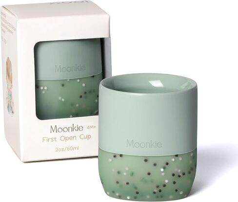 Moonkie Baby Training Cup & Sippy Cup Set | 4 Months+ | Baby-Led Weaning Essential | Gift for Infants (Mint Cup Set, 2 Pack) in Saudi Arabia