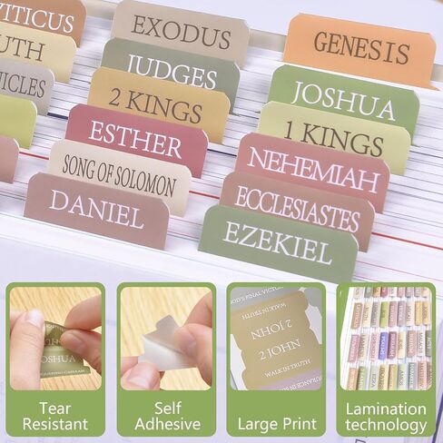 Bible Tabs, 72 Bible Tabs for Women Study Bible, Laminated Bible Index Tabs, Easy Navigation and Apply, Bible Book Tab for Christian Gift (Pink Theme) in Saudi Arabia