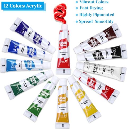 Canvas Boards for Painting 12 Pack, 8x10 Inch Canvases for Painting with Easel, Paint Brushes and Disposable Aprons in Kuwait