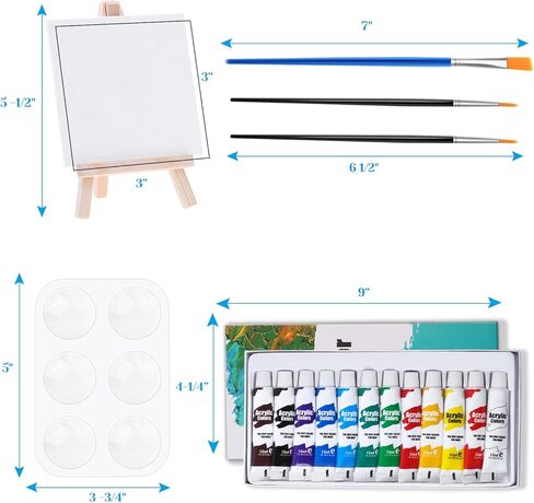Canvas Boards for Painting 12 Pack, 8x10 Inch Canvases for Painting with Easel, Paint Brushes and Disposable Aprons in Kuwait