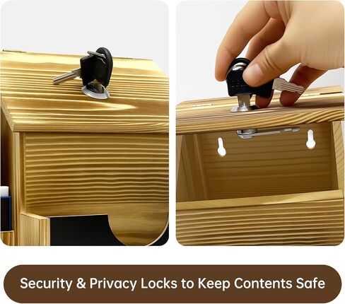 Wood Suggestion Box,Acrylic Chalkboard for Writing with Markers,Donation Box Tip Box with Locking Latch and 2 Keys Ballot Box Brown Retro Style Country Style in Kuwait