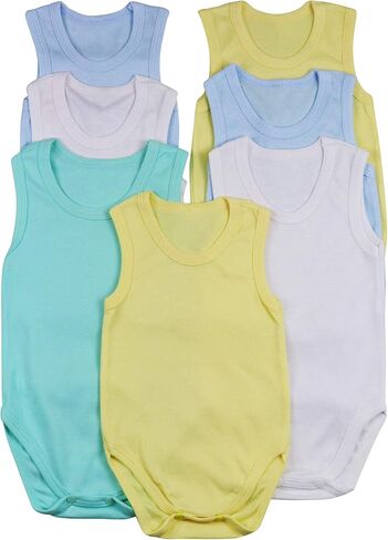 ToBeInStyle Baby Boys' 4 Pack Tank Top One-Piece Bodysuit - Assorted Colors and Prints - 1 Year Old in Saudi Arabia