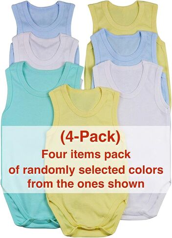 ToBeInStyle Baby Boys' 4 Pack Tank Top One-Piece Bodysuit - Assorted Colors and Prints - 1 Year Old in Saudi Arabia