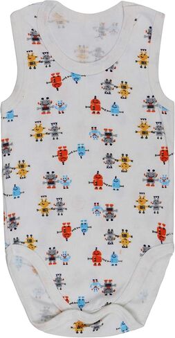 ToBeInStyle Baby Boys' 4 Pack Tank Top One-Piece Bodysuit - Assorted Colors and Prints - 1 Year Old in Saudi Arabia