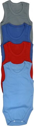 ToBeInStyle Baby Boys' 4 Pack Tank Top One-Piece Bodysuit - Assorted Colors and Prints - 1 Year Old in Saudi Arabia