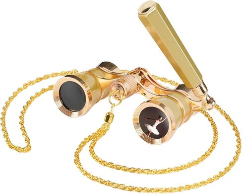 3X25 Opera Glasses for Women with Adjustable Handle & Chain,BK9 Optical Lens, Vintage Compact Mini Theater Binoculars Adults Kids in Opera Musical Concert-Black in Kuwait