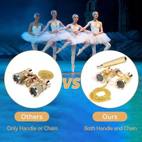 3X25 Opera Glasses for Women with Adjustable Handle & Chain,BK9 Optical Lens, Vintage Compact Mini Theater Binoculars Adults Kids in Opera Musical Concert-Black in Kuwait