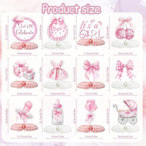 12 Pack Pink Girls Birthday Decorations Honeycomb Centepieces 3D Girl Theme Table Decor Hot Pink Princess Party Table Topper for Girls Night Birthday Bachelorette Party Supplies in Saudi Arabia