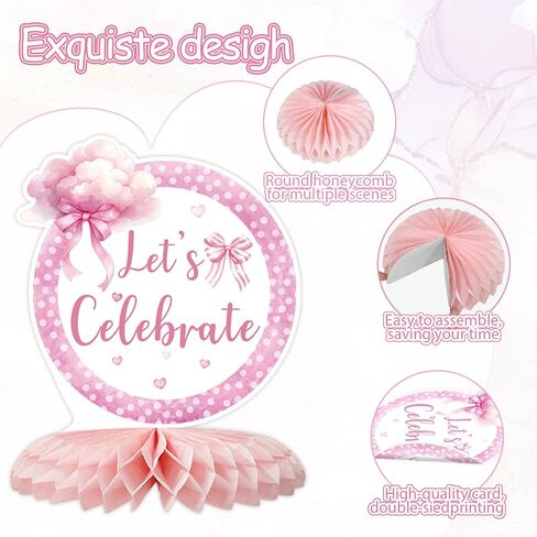12 Pack Pink Girls Birthday Decorations Honeycomb Centepieces 3D Girl Theme Table Decor Hot Pink Princess Party Table Topper for Girls Night Birthday Bachelorette Party Supplies in Saudi Arabia