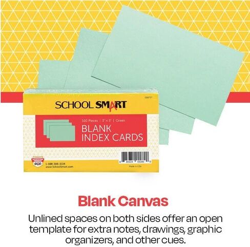 School Smart Unruled Index Cards, 5 x 8 Inches, Canary, Pack of 100 in Saudi Arabia
