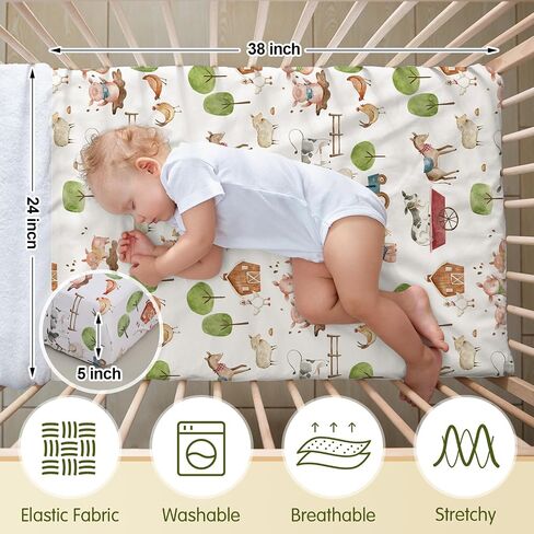 2 Pcs Western Cowboy Infant Crib Sheets Set 24 in. x 38 in Mini Portable Crib Sheet Newborn Bedding Nursery Baby Sheets for Girl Boys Baby Gifts Breathable Only for Pack and Play in Kuwait