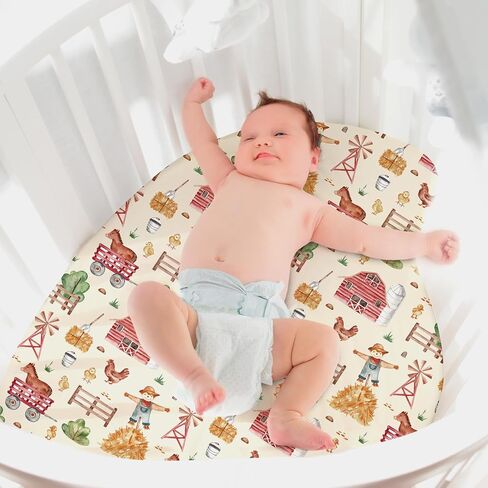 2 Pcs Western Cowboy Infant Crib Sheets Set 24 in. x 38 in Mini Portable Crib Sheet Newborn Bedding Nursery Baby Sheets for Girl Boys Baby Gifts Breathable Only for Pack and Play in Kuwait