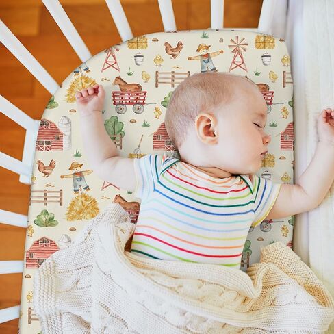 2 Pcs Western Cowboy Infant Crib Sheets Set 24 in. x 38 in Mini Portable Crib Sheet Newborn Bedding Nursery Baby Sheets for Girl Boys Baby Gifts Breathable Only for Pack and Play in Kuwait
