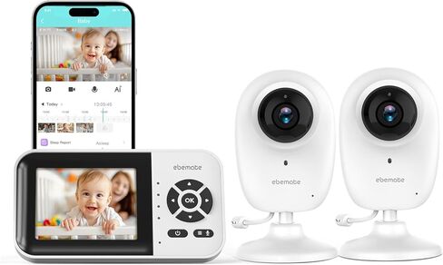 شاشة eBemate WiFi Video Baby ، 2.8 بوصة مع كاميرا 1080 بكسل ، لا توجد رؤية ليلية توهج ، وحديث ثنائي الاتجاه و 1500 قدم طويل ، واي فاي/إيقاف كاميرا مراقبة الطفل EBS28 in Kuwait