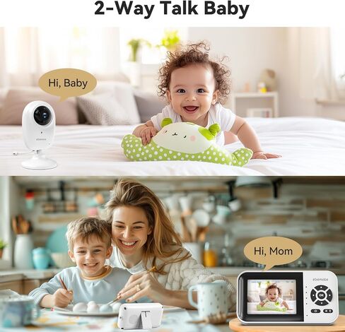 شاشة eBemate WiFi Video Baby ، 2.8 بوصة مع كاميرا 1080 بكسل ، لا توجد رؤية ليلية توهج ، وحديث ثنائي الاتجاه و 1500 قدم طويل ، واي فاي/إيقاف كاميرا مراقبة الطفل EBS28 in Kuwait