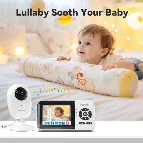 شاشة eBemate WiFi Video Baby ، 2.8 بوصة مع كاميرا 1080 بكسل ، لا توجد رؤية ليلية توهج ، وحديث ثنائي الاتجاه و 1500 قدم طويل ، واي فاي/إيقاف كاميرا مراقبة الطفل EBS28 in Kuwait